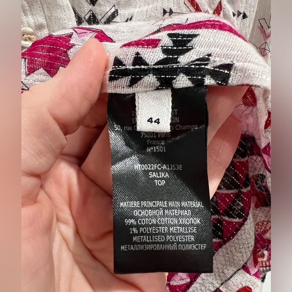 NWOT Isabel Marant Etoile pink white print blouse - Picture 7 of 9